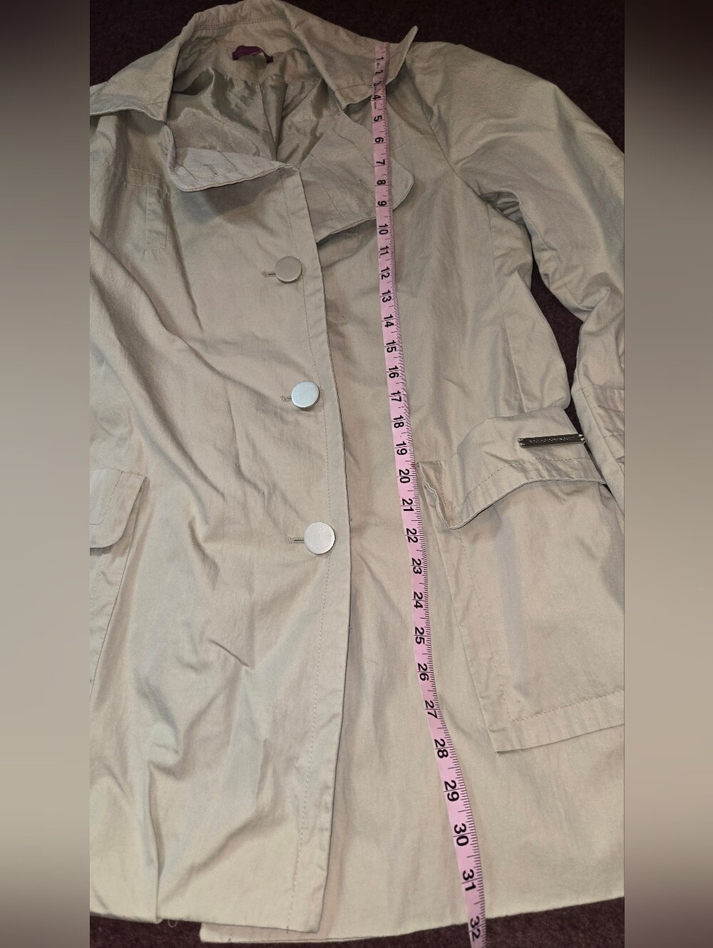Aldofo Dominquez Mid Length Trench Coat Beige Size Medium - Picture 3 of 10